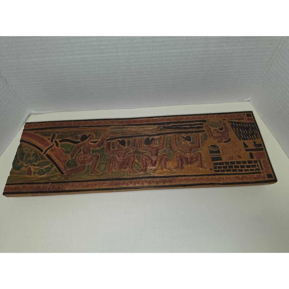 Vintage Storyboard hand-carved wooden wall panel folk art figures
